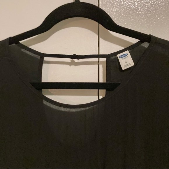 OLD NAVY Black High Low Back Keyhole Peplum Blouse Womens Large - Picture 10 of 13